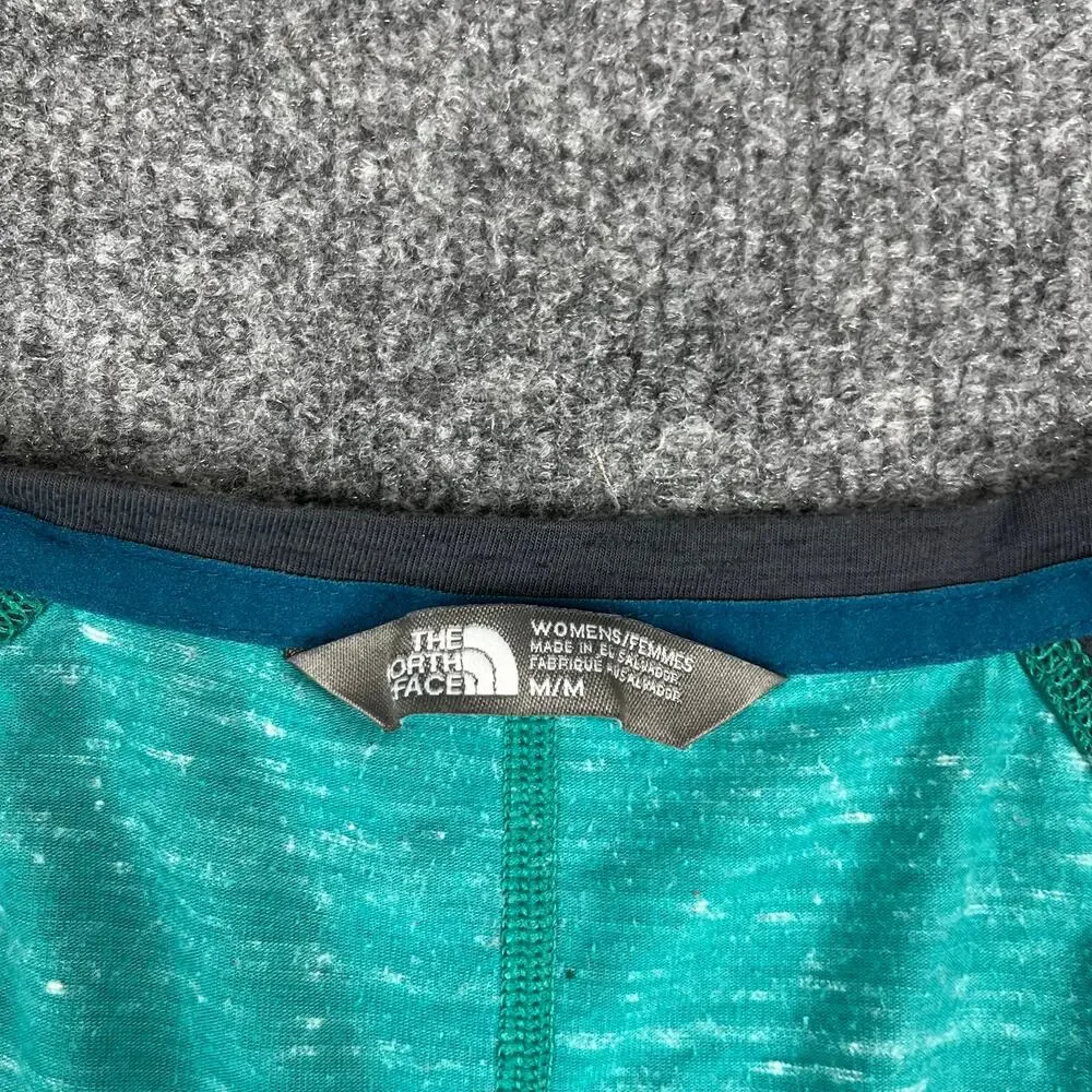 The North Face T-Shirt Womens Size M Green V Neck Athletic Short Sleeve - Picture 2 of 7